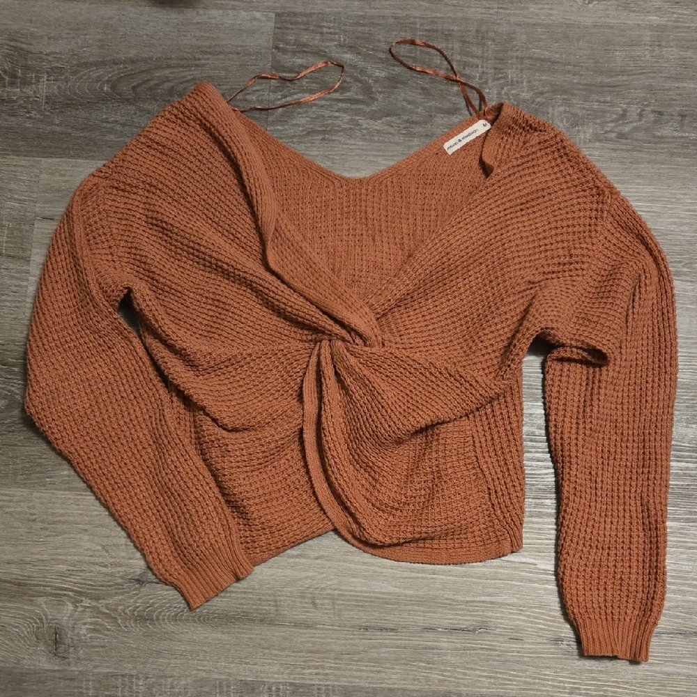 moon & madison Terracotta V-Neck Sweater